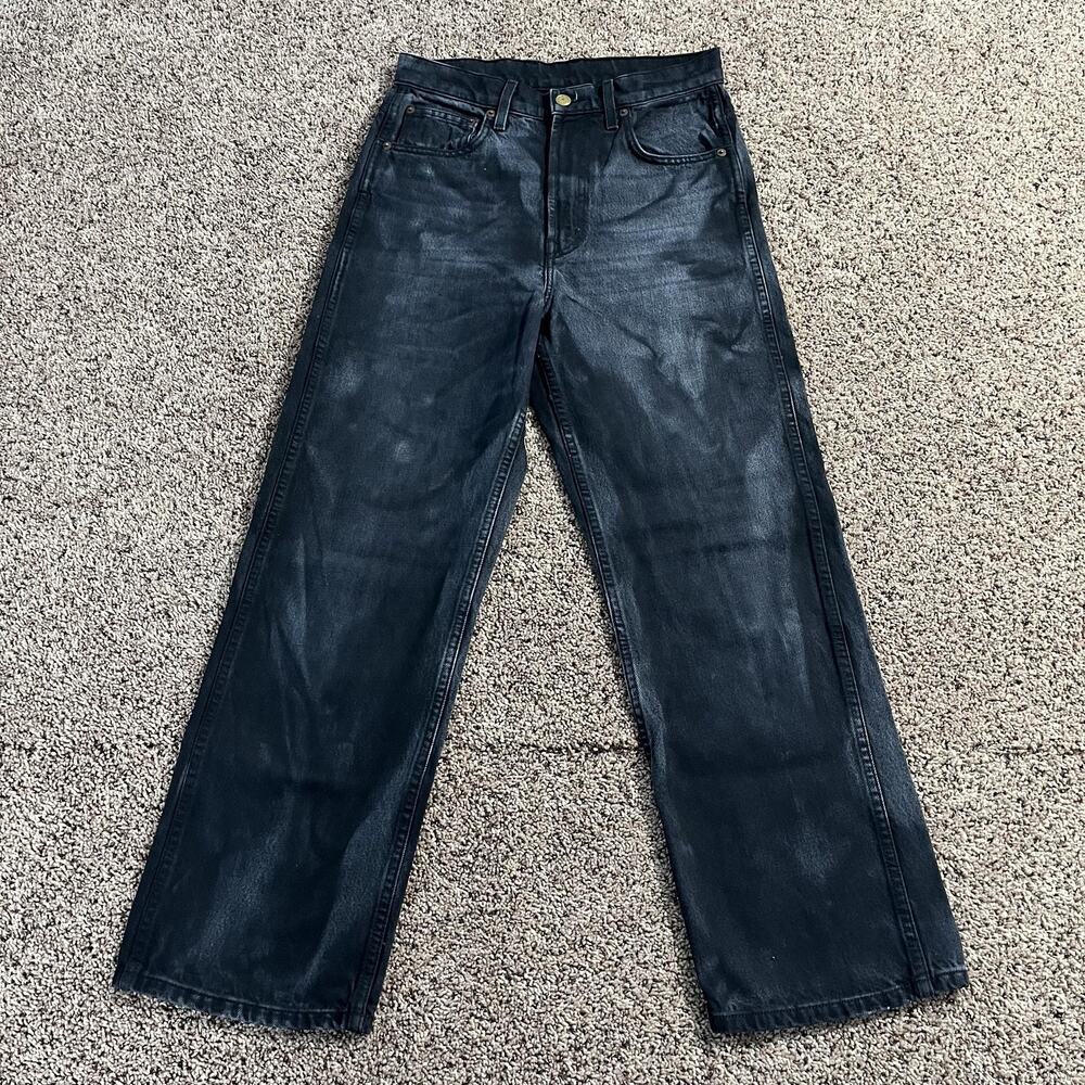B Sides‎ Jeans Womens 26 Black Coated High Rise Straight Leg Denim Pants Premium
